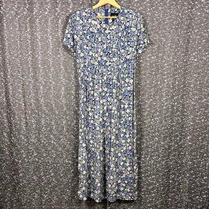 Positive Attitude Blue‎ Daisy Floral Print Maxi Dress